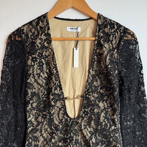 Rumored Black Lace and Sequins Mini Dress NWT - Picture 3 of 16